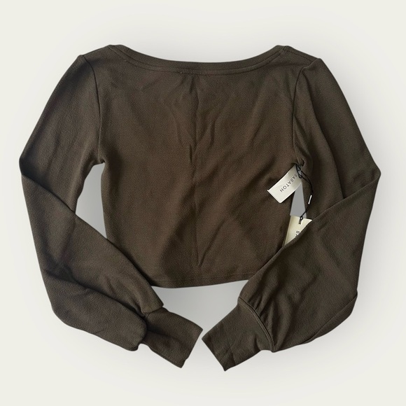 NWT💕 Aritzia Babaton Paxton Long Sleeve Top - Bark Brown XS - Picture 2 of 5